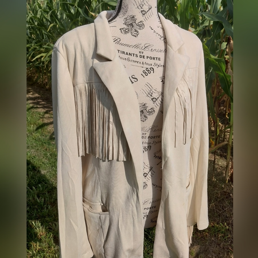 NWT-TCEC Women's Cream Western Fringe Out Jacket/M